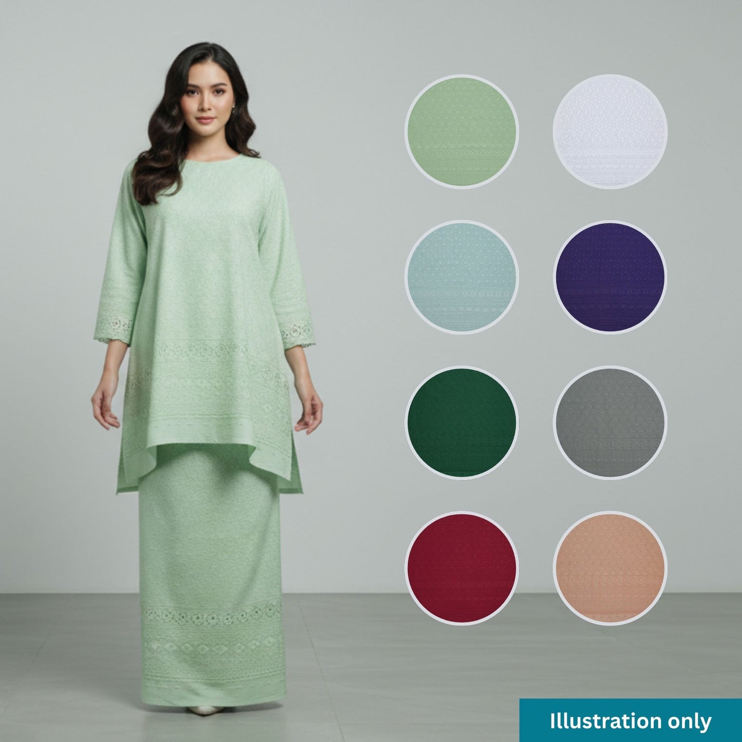 KAMDAR Cotton Satin Embroidery 80S Bidang 44" Open Meter (Kain Ela) - Texture & Timbul