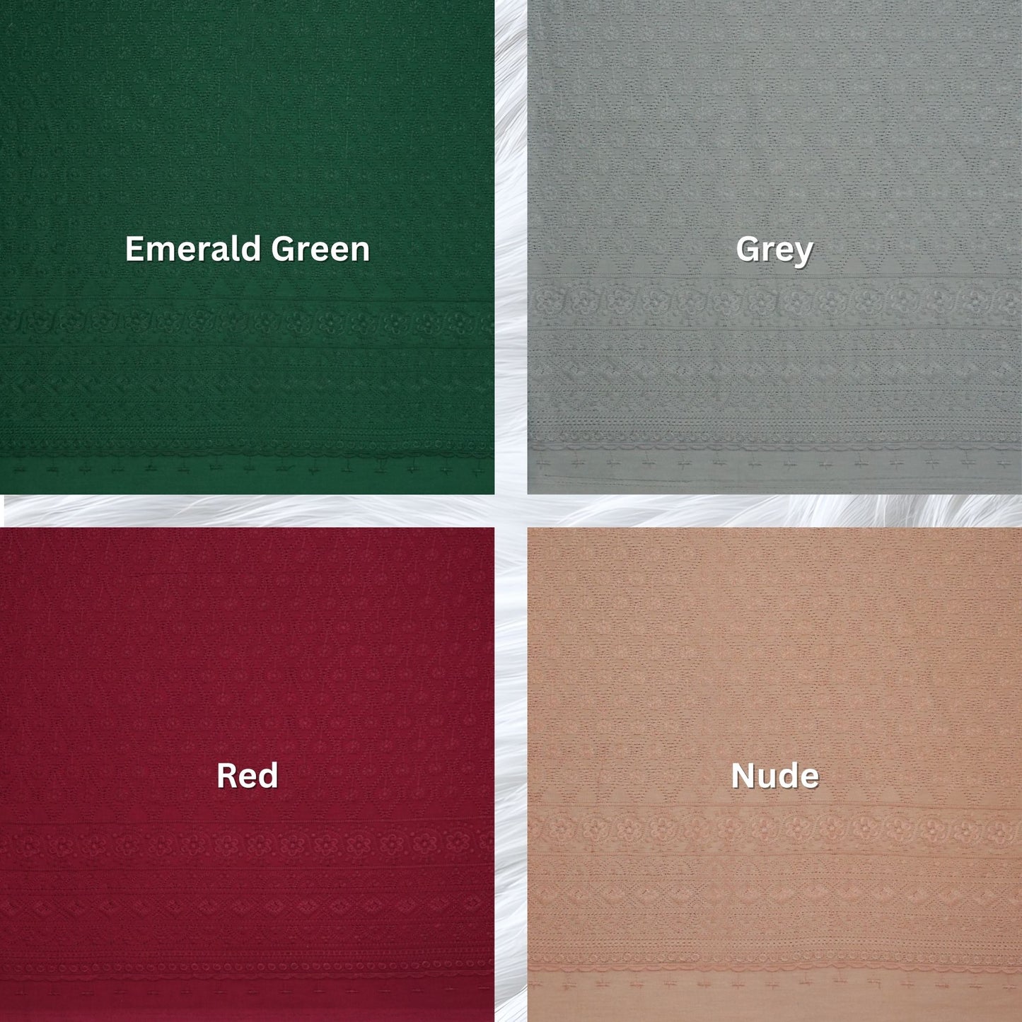 KAMDAR Cotton Satin Embroidery 80S Bidang 44" Open Meter (Kain Ela) - Texture & Timbul