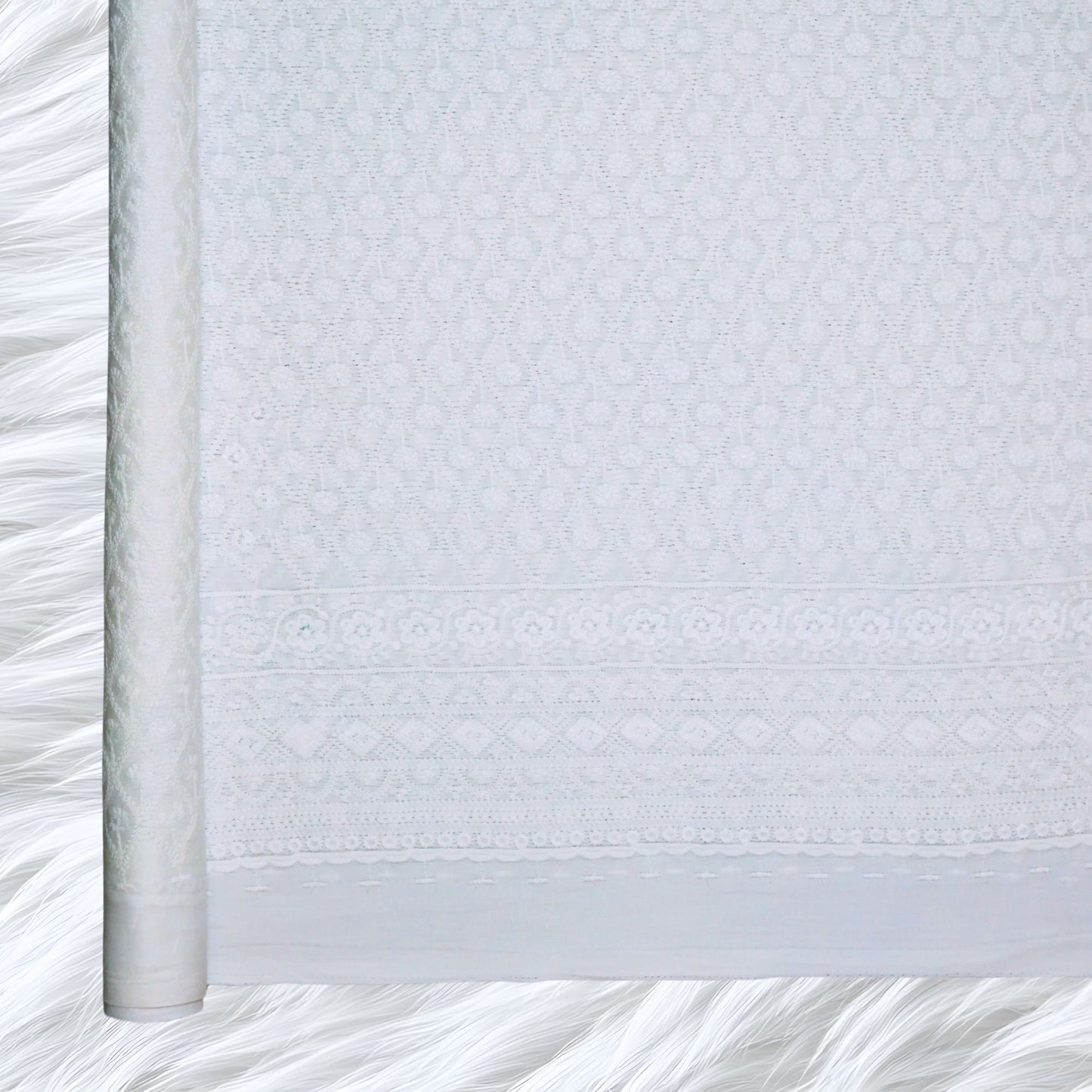 KAMDAR Cotton Satin Embroidery 80S Bidang 44" Open Meter (Kain Ela) - Texture & Timbul