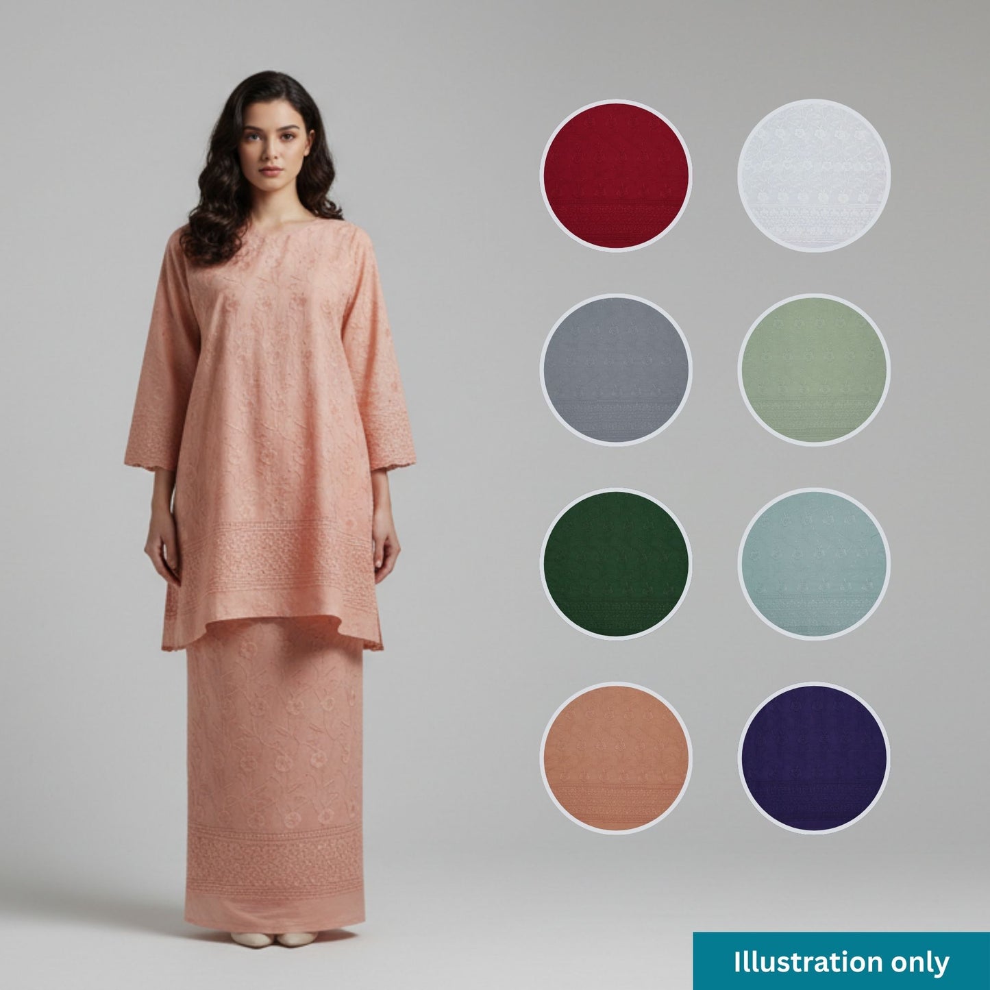 KAMDAR Cotton Satin Embroidery 80S Bidang 44" Open Meter (Kain Ela) - Texture & Timbul