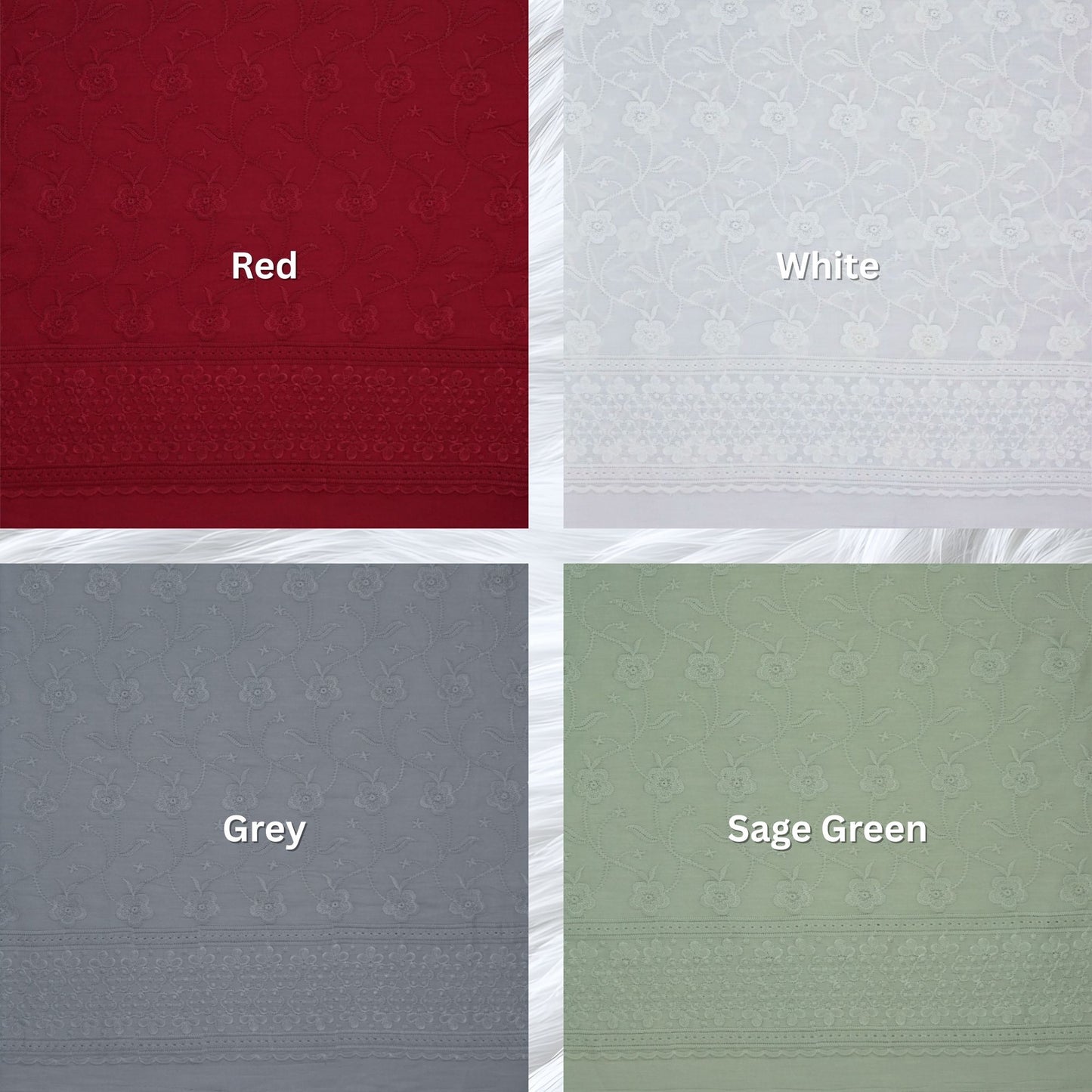 KAMDAR Cotton Satin Embroidery 80S Bidang 44" Open Meter (Kain Ela) - Texture & Timbul