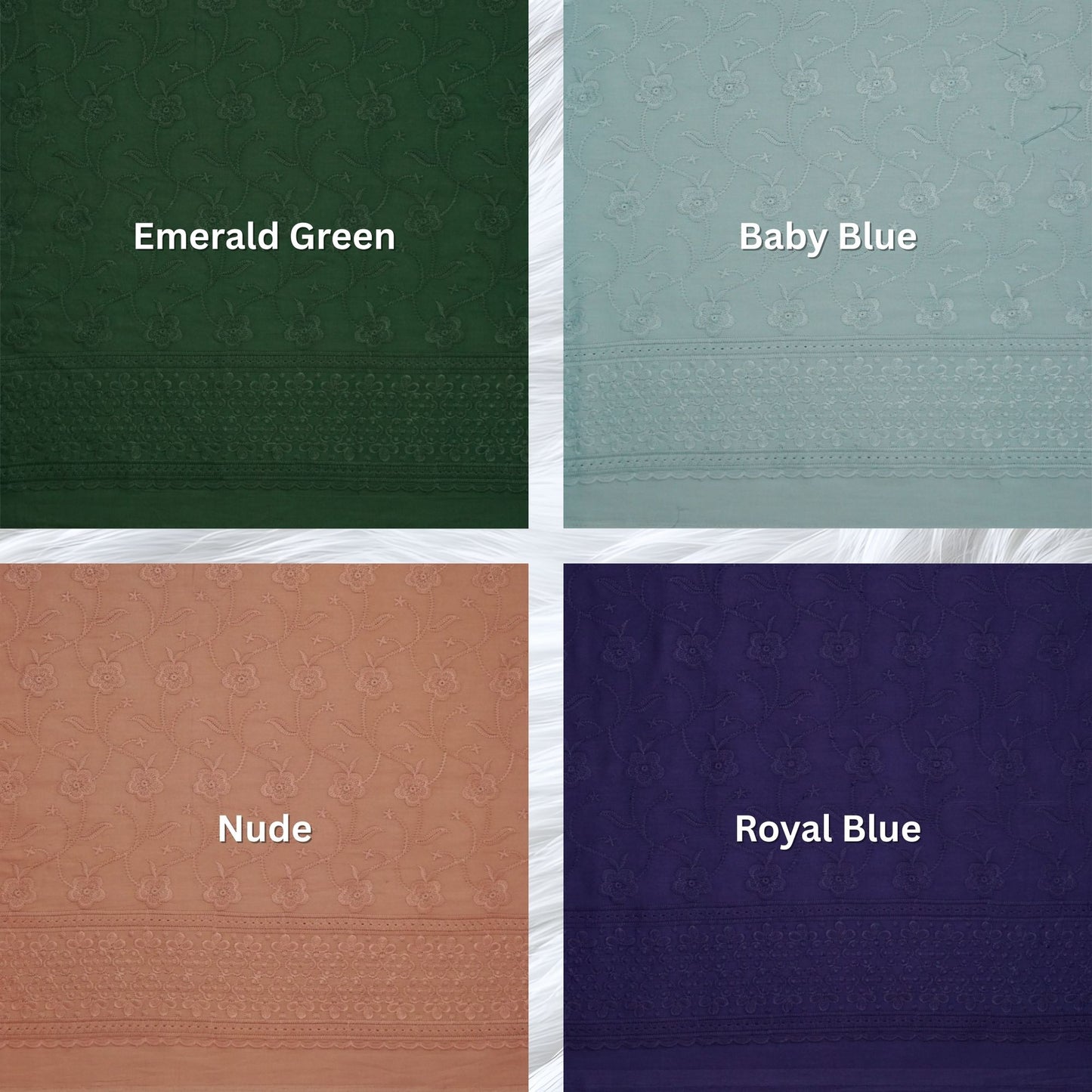 KAMDAR Cotton Satin Embroidery 80S Bidang 44" Open Meter (Kain Ela) - Texture & Timbul