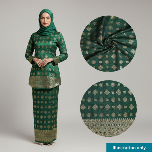 KAMDAR Songket Metallic Bidang 44" Open Meter (Kain Ela) - Ironless & Tak Jarang