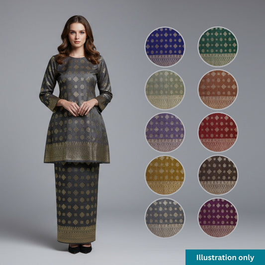 KAMDAR Songket Metallic Bidang 44" Open Meter (Kain Ela) - Ironless & Tak Jarang