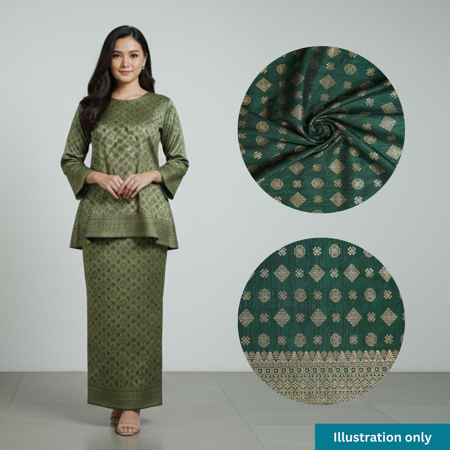 KAMDAR Songket Metallic Bidang 44" Open Meter (Kain Ela) - Ironless & Tak Jarang