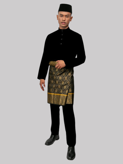 Aryan Cekak Musang Bapa & Anak Moden Fit - Hitam Pekat Baju Melayu
