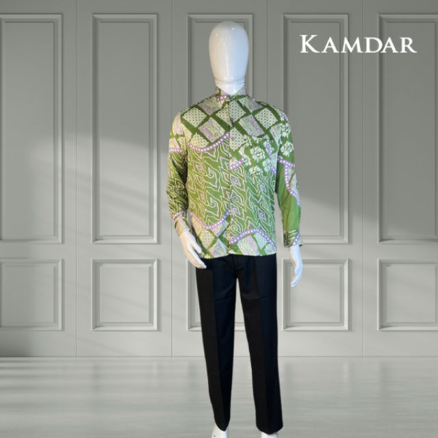 KAMDAR Rosita Long Sleeve Men Print Batik Baju Batik Lelaki/Casual Trendy Fashion/Regular Fit