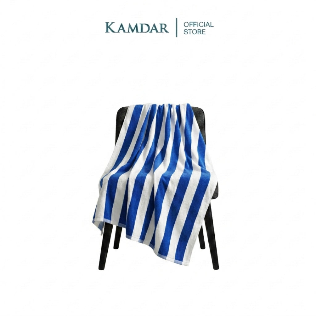 KAMDAR 100% Cotton Pool Towel | Oversized Stripe Beach Bath Towel | Spa & Resort Quality Towel