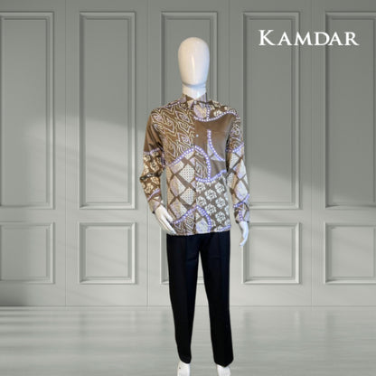 KAMDAR Rosita Long Sleeve Men Print Batik Baju Batik Lelaki/Casual Trendy Fashion/Regular Fit