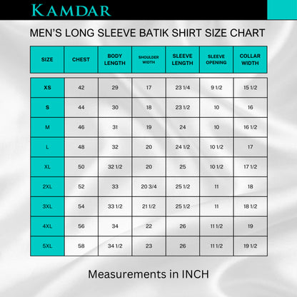 KAMDAR Rosita Long Sleeve Men Print Batik Baju Batik Lelaki/Casual Trendy Fashion/Regular Fit