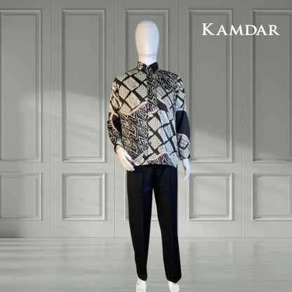 KAMDAR Rosita Long Sleeve Men Print Batik Baju Batik Lelaki/Casual Trendy Fashion/Regular Fit