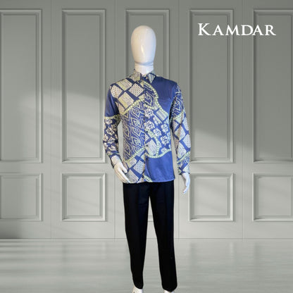 KAMDAR Rosita Long Sleeve Men Print Batik Baju Batik Lelaki/Casual Trendy Fashion/Regular Fit