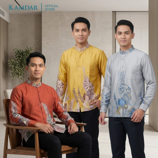 KAMDAR – Surya Batik Shirt Comfort Fit Long Sleeves | Corak Bunga Botanik