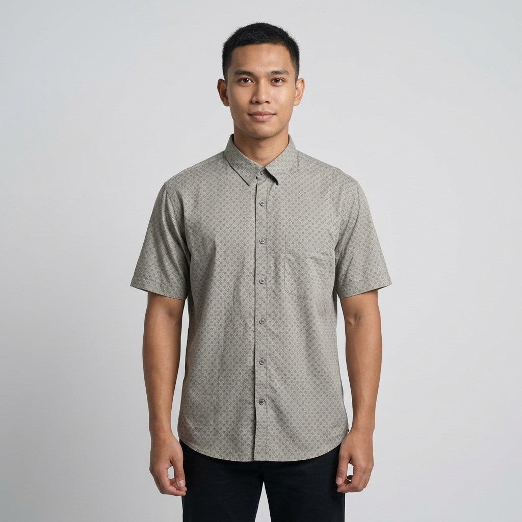 KAMDAR Asterisk Oxford Shirt Lelaki | Kemeja Lengan Pendek Breathable | Smart Casual Office | M-5XL