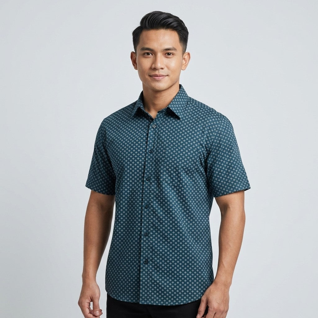 KAMDAR Asterisk Oxford Shirt Lelaki | Kemeja Lengan Pendek Breathable | Smart Casual Office | M-5XL