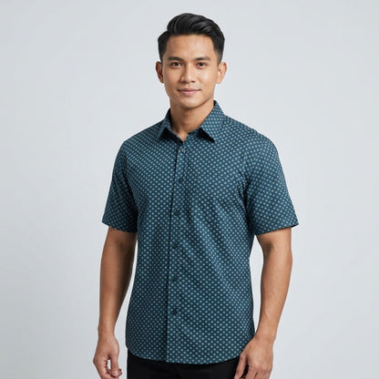 KAMDAR Asterisk Oxford Shirt Lelaki | Kemeja Lengan Pendek Breathable | Smart Casual Office | M-5XL
