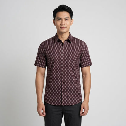 KAMDAR Asterisk Oxford Shirt Lelaki | Kemeja Lengan Pendek Breathable | Smart Casual Office | M-5XL