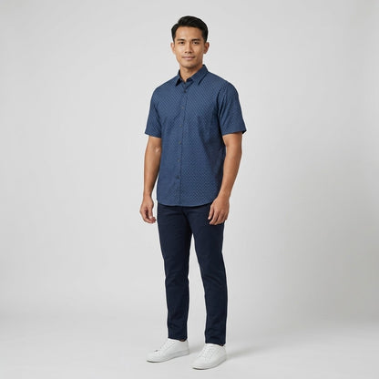 KAMDAR Asterisk Oxford Shirt Lelaki | Kemeja Lengan Pendek Breathable | Smart Casual Office | M-5XL