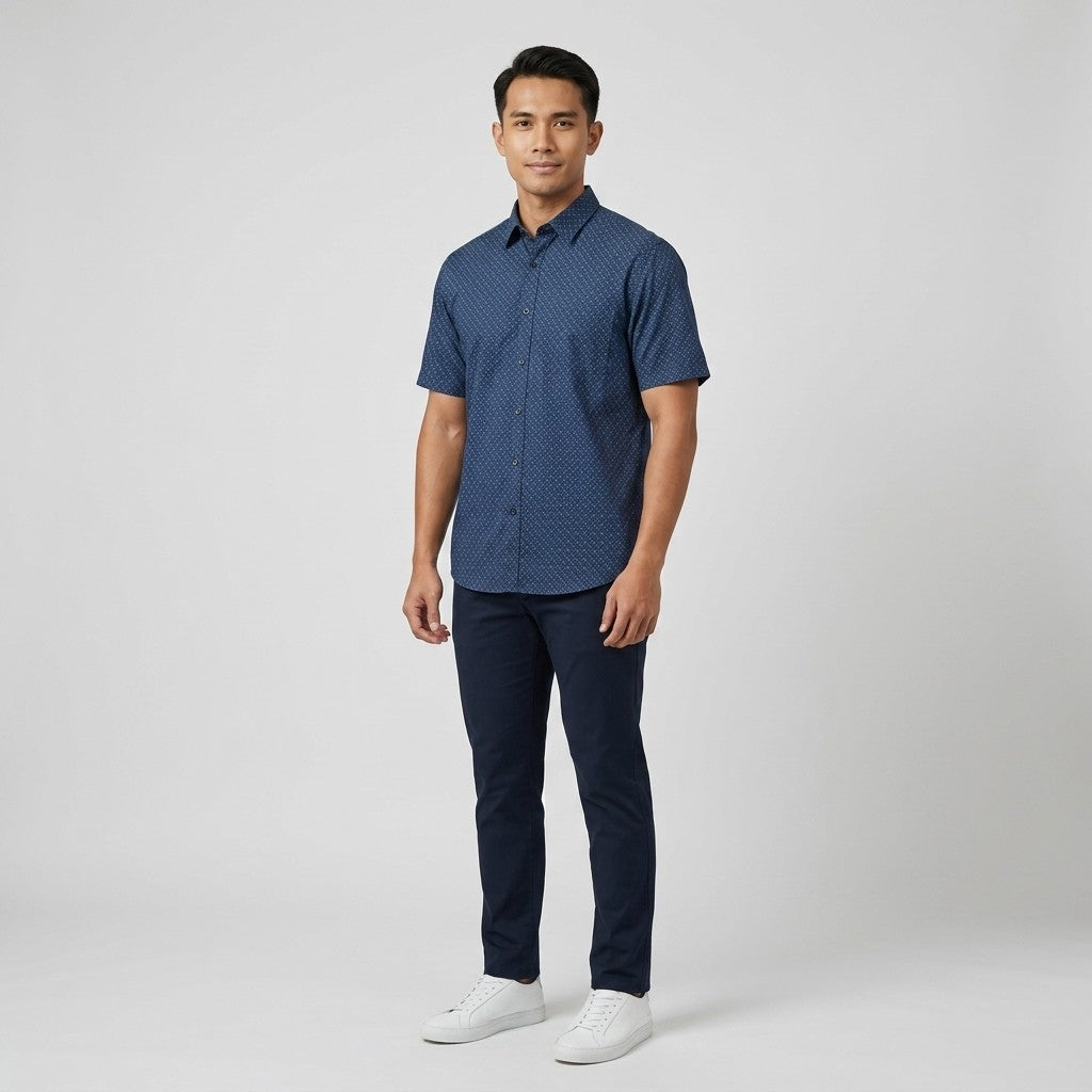 KAMDAR Asterisk Oxford Shirt Lelaki | Kemeja Lengan Pendek Breathable | Smart Casual Office | M-5XL