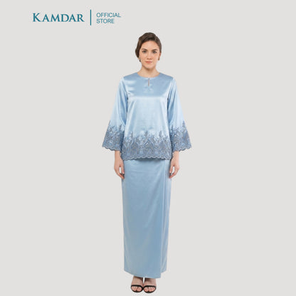 KAMDAR – Bridal Satin & Border Lace Kain Pasang Mix & Match 4M+2M | Satin Premium | Renda Bunga Kristal