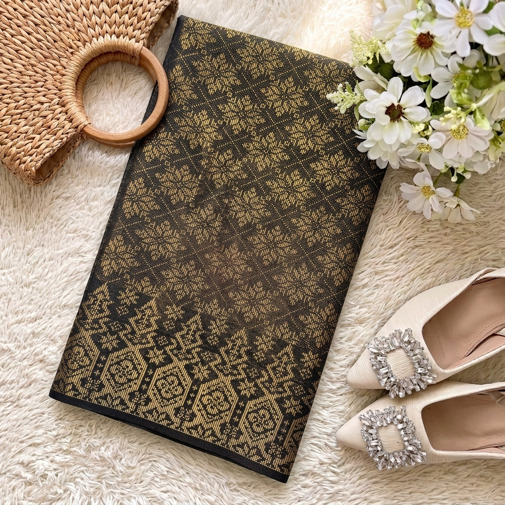KAMDAR – Delima Jingga Songket Metallic Kain Pasang | Songket Mewah Eksklusif – 2M/4M