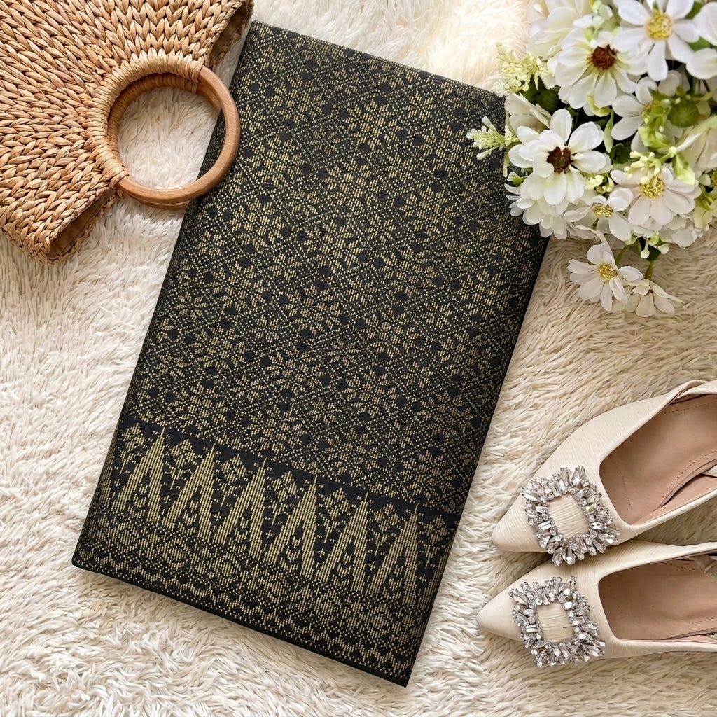 KAMDAR – Delima Jingga Songket Metallic Kain Pasang | Songket Mewah Eksklusif – 2M/4M