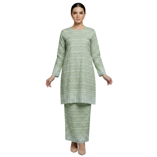 KAMDAR Camilla Kurung Modern Riau Cotton • White Embroidery • Full Elastic • S–2XL