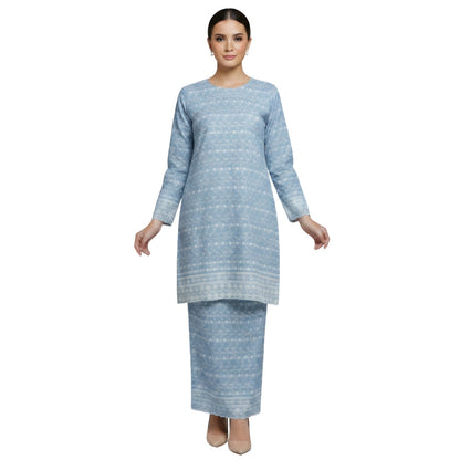 KAMDAR Camilla Kurung Modern Riau Cotton • White Embroidery • Full Elastic • S–2XL