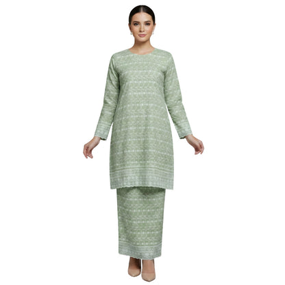 KAMDAR Camilla Kurung Modern Riau Cotton • White Embroidery • Full Elastic • S–2XL