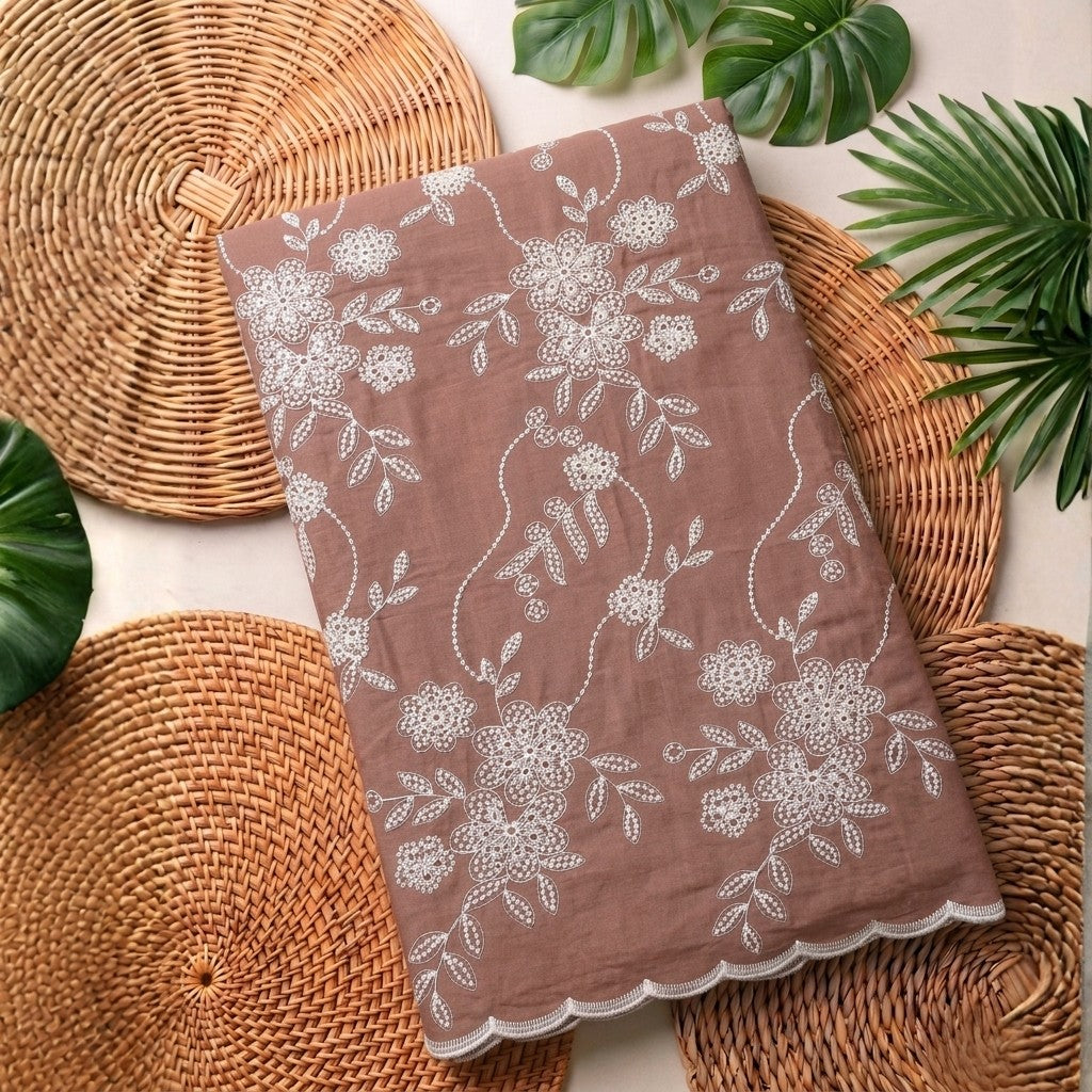 KAMDAR – Seri Embun Ophelia Cotton Embroidery Kain Pasang (2M / 4M)