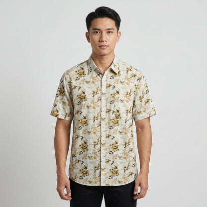 KAMDAR Aeron Satin Shirt Lelaki | Kemeja Lengan Pendek Satin Premium | Smart Casual & Formal | M-5XL