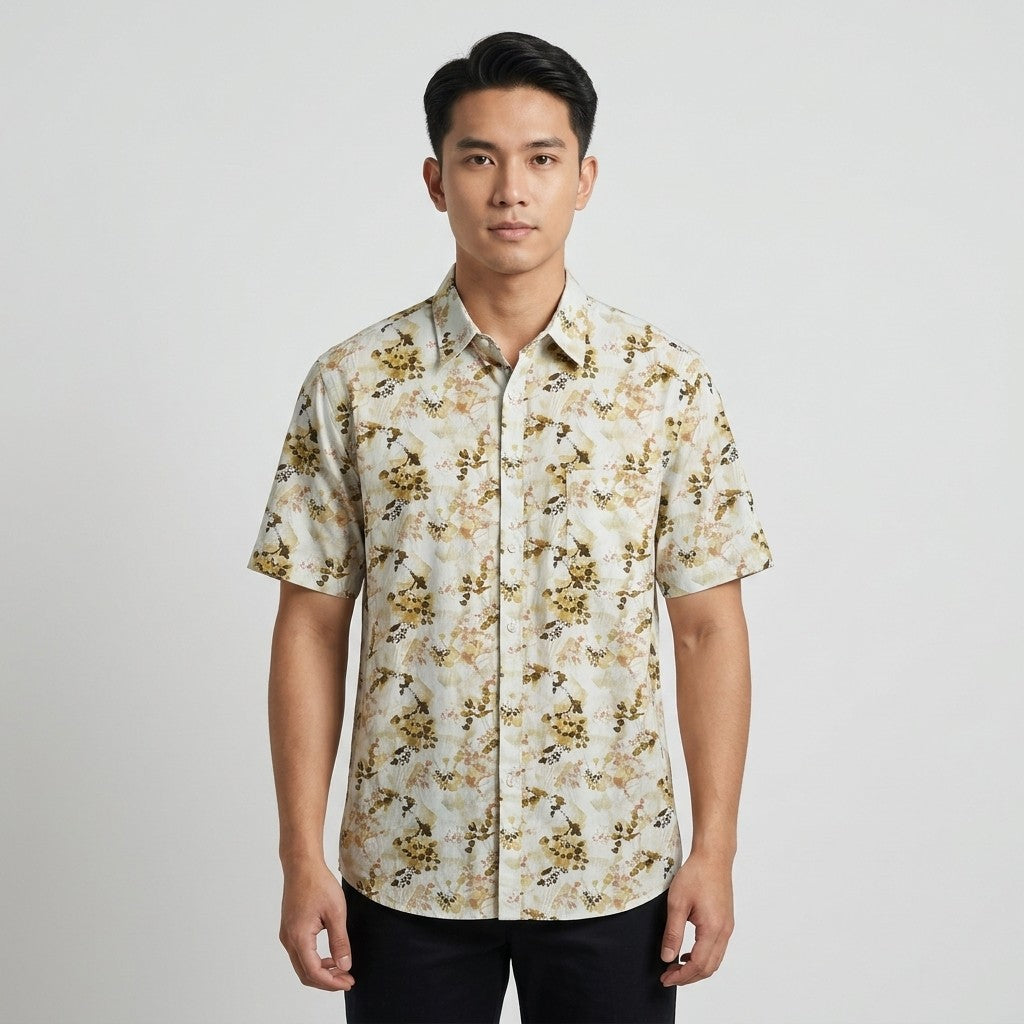 KAMDAR Aeron Satin Shirt Lelaki | Kemeja Lengan Pendek Satin Premium | Smart Casual & Formal | M-5XL