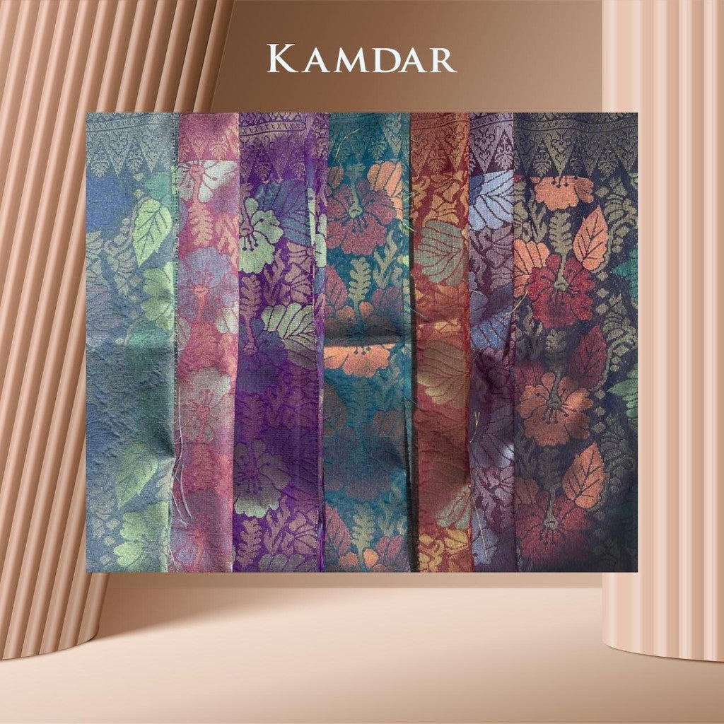 KAMDAR  Open Meter  Songket Metallic Bunga Raya Exclusive Bidang 44"