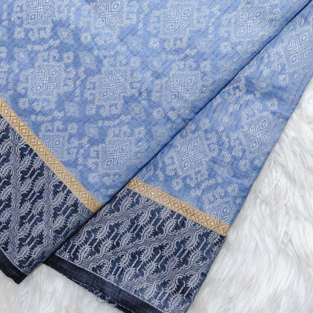 KAMDAR Songket Silver Jari WT Yellow Patti Bidang 44" Open Meter (Kain Ela) - Ironless & Tak Jarang