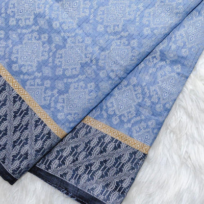 KAMDAR Songket Silver Jari WT Yellow Patti Bidang 44" Open Meter (Kain Ela) - Ironless & Tak Jarang