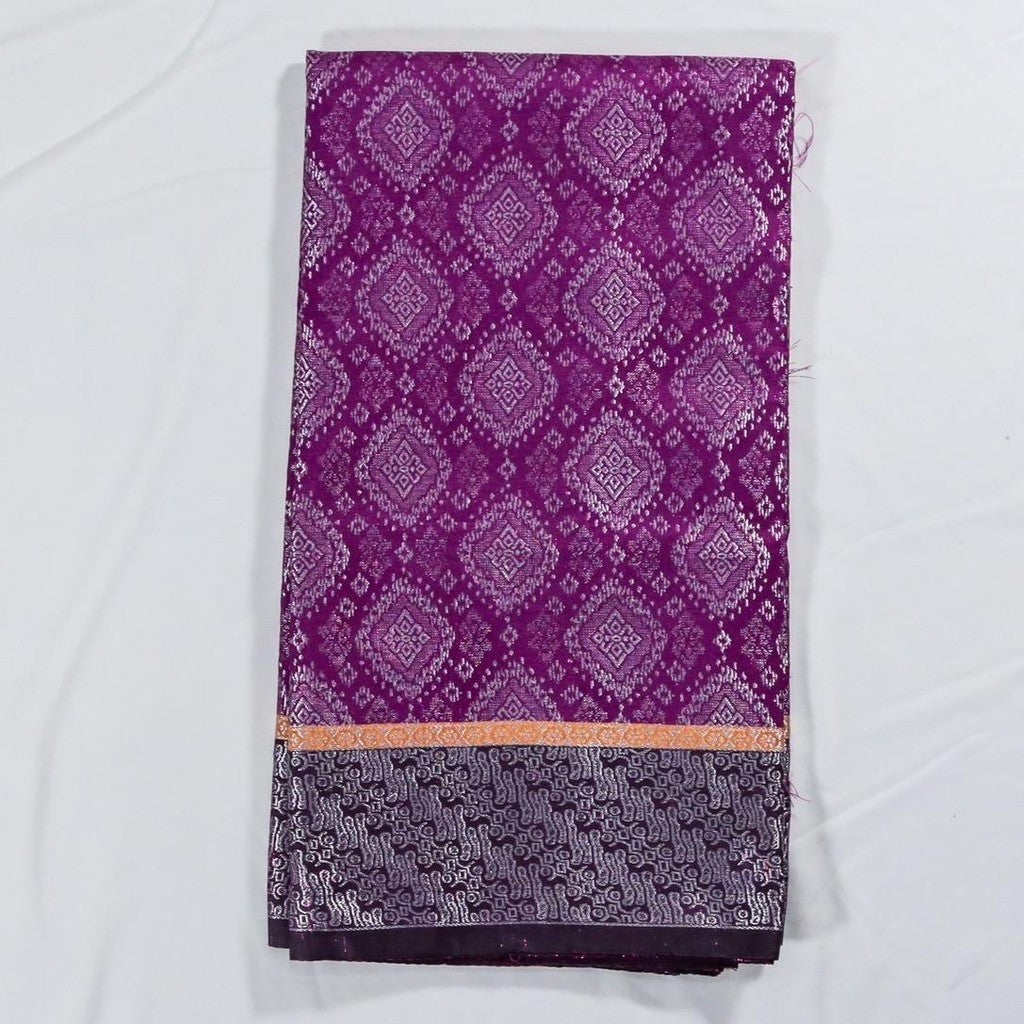 KAMDAR Songket Silver Jari WT Yellow Patti Bidang 44" Open Meter (Kain Ela) - Ironless & Tak Jarang