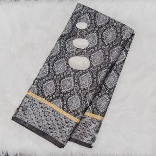 KAMDAR Songket Silver Jari WT Yellow Patti Bidang 44" Open Meter (Kain Ela) - Ironless & Tak Jarang
