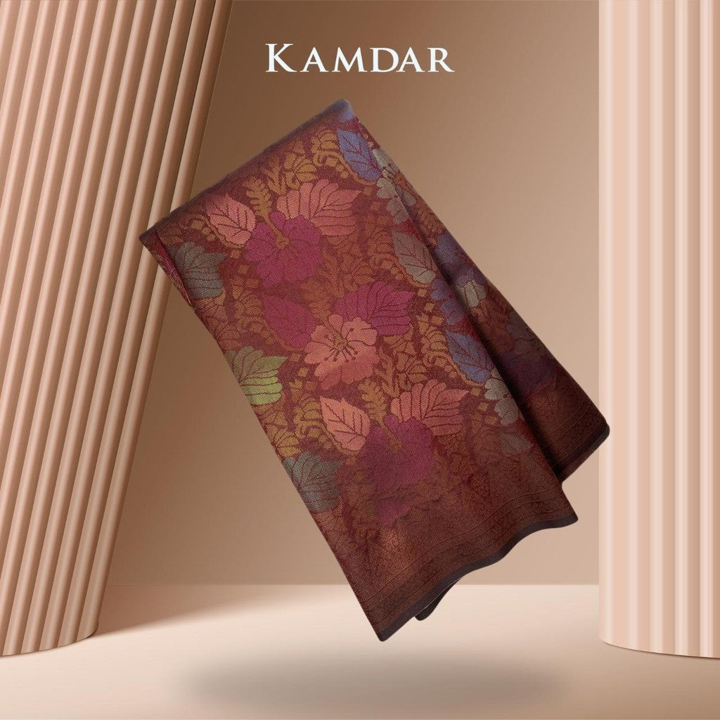 KAMDAR  Open Meter  Songket Metallic Bunga Raya Exclusive Bidang 44"