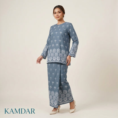 KAMDAR Senandung Kasih Cotton Embroidery Fabric | Premium Cambric 60S Kain Pasang 2M / 4M | Baju Kurung | Kebaya