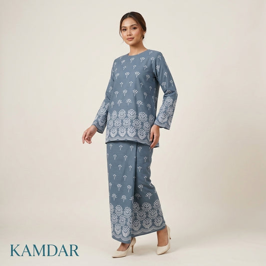 KAMDAR Senandung Kasih Cotton Embroidery Fabric | Premium Cambric 60S Kain Pasang 2M / 4M | Baju Kurung | Kebaya