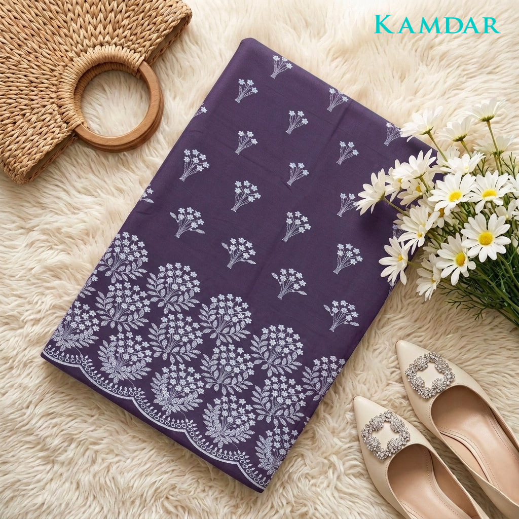 KAMDAR Senandung Kasih Cotton Embroidery Fabric | Premium Cambric 60S Kain Pasang 2M / 4M | Baju Kurung | Kebaya