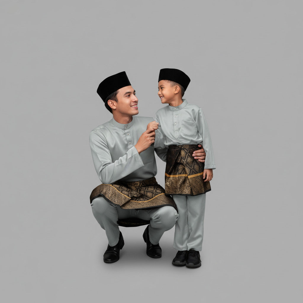 KAMDAR Tema Hitam & Putih Elmeno Baju Melayu Cekak Musang