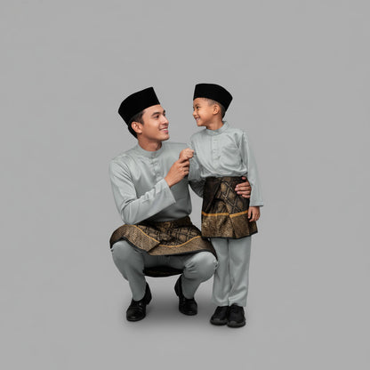 KAMDAR Tema Hitam & Putih Elmeno Baju Melayu Cekak Musang