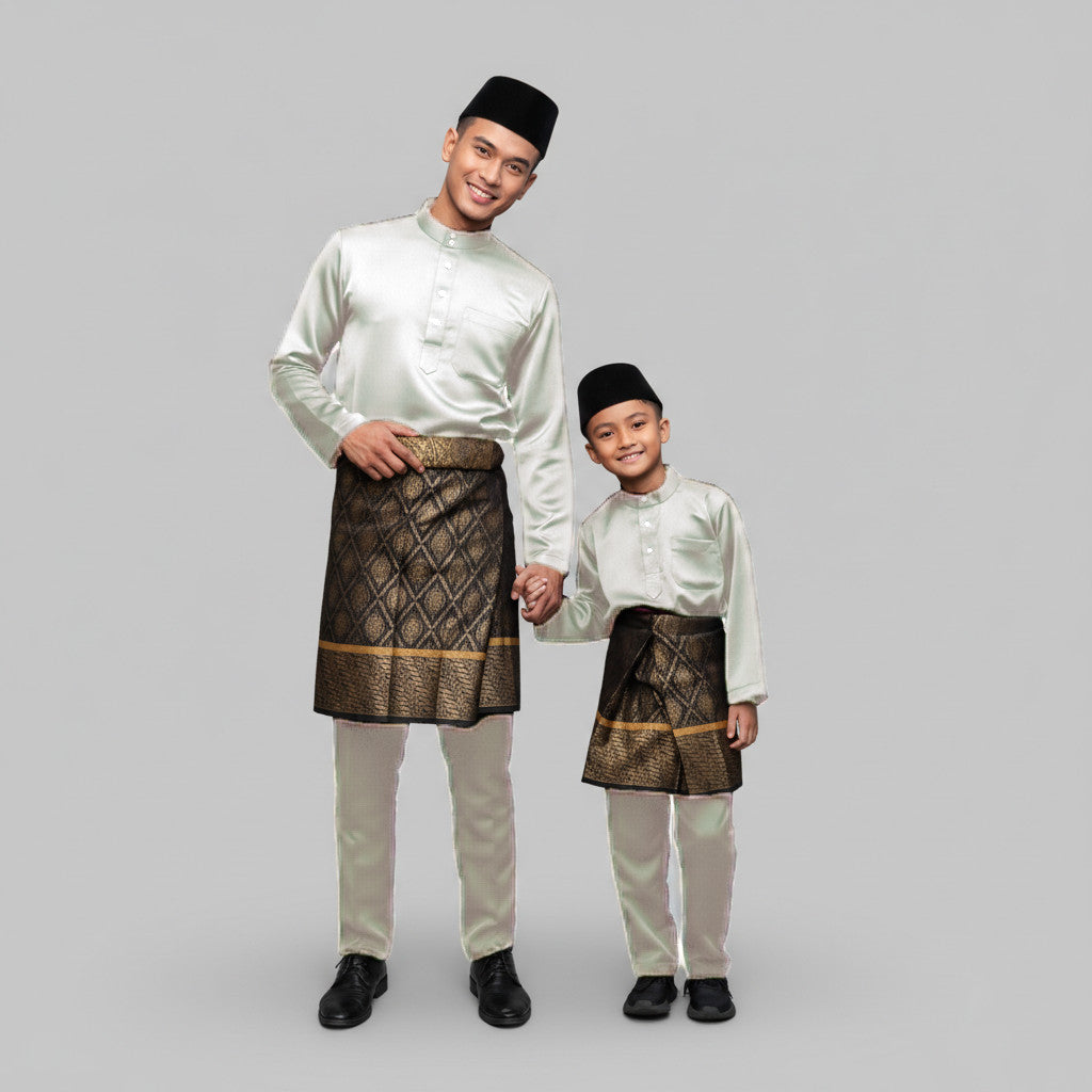 KAMDAR Tema Hitam & Putih Elmeno Baju Melayu Cekak Musang