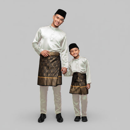 KAMDAR Tema Hitam & Putih Elmeno Baju Melayu Cekak Musang