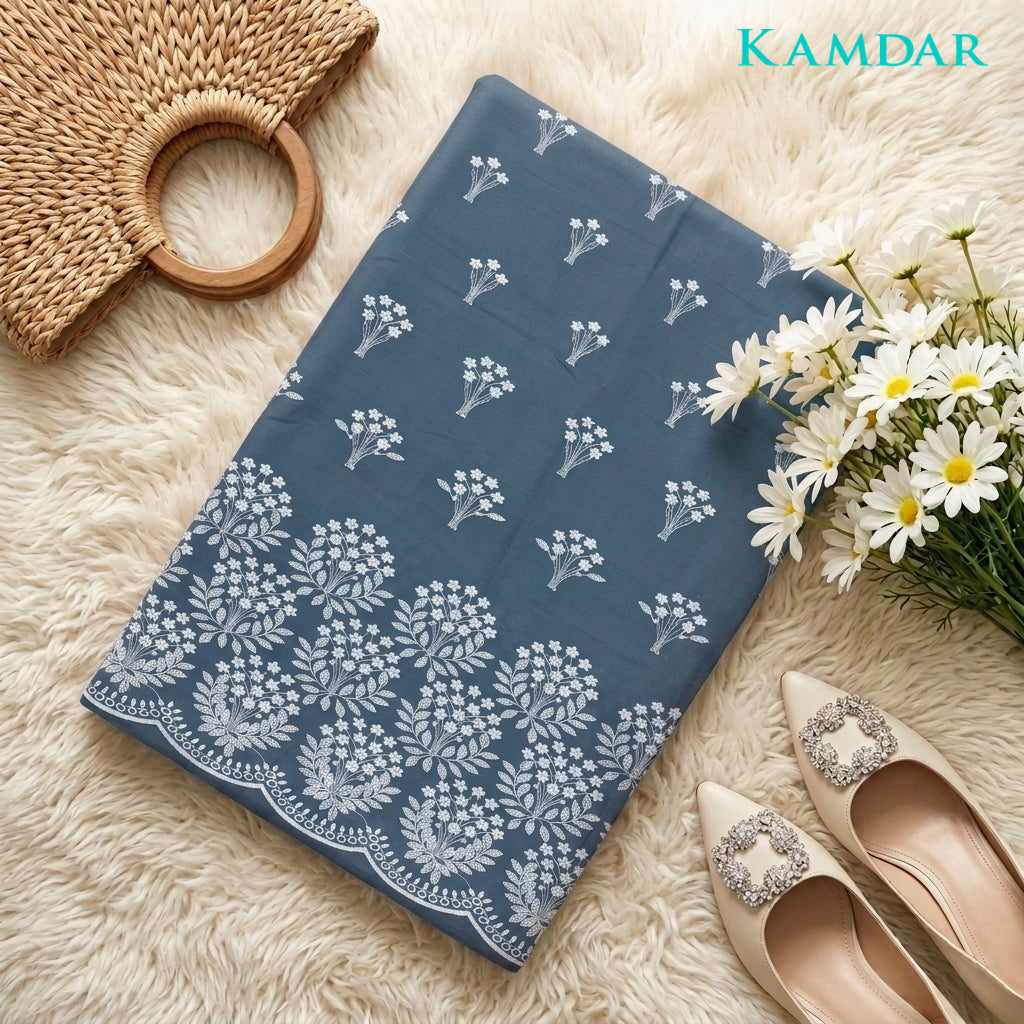 KAMDAR Senandung Kasih Cotton Embroidery Fabric | Premium Cambric 60S Kain Pasang 2M / 4M | Baju Kurung | Kebaya