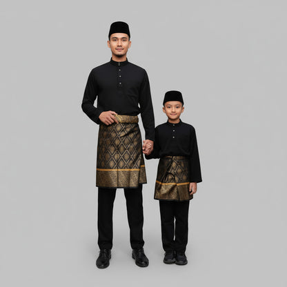 KAMDAR Tema Hitam & Putih Elmeno Baju Melayu Cekak Musang
