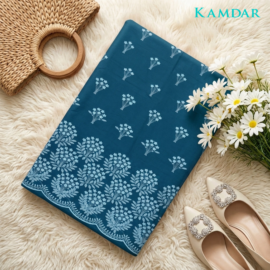 KAMDAR Senandung Kasih Cotton Embroidery Fabric | Premium Cambric 60S Kain Pasang 2M / 4M | Baju Kurung | Kebaya