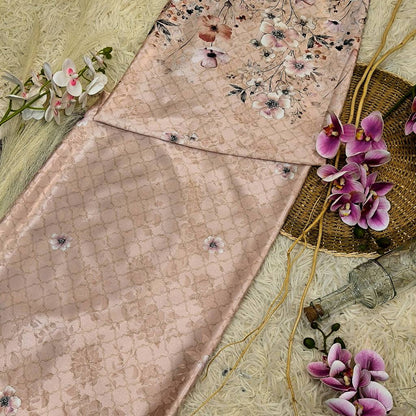 KAMDAR – Ivory Satin Digital Prints | Floral Baroque | Kain Baju Kurung