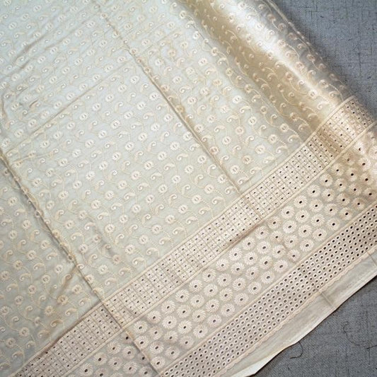 Abstract Stitch Chikan Satin Cotton Embroidery – Bidang 44", Per Meter